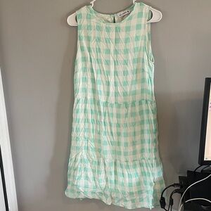 Sleeveless Green Checkered Mini Dress